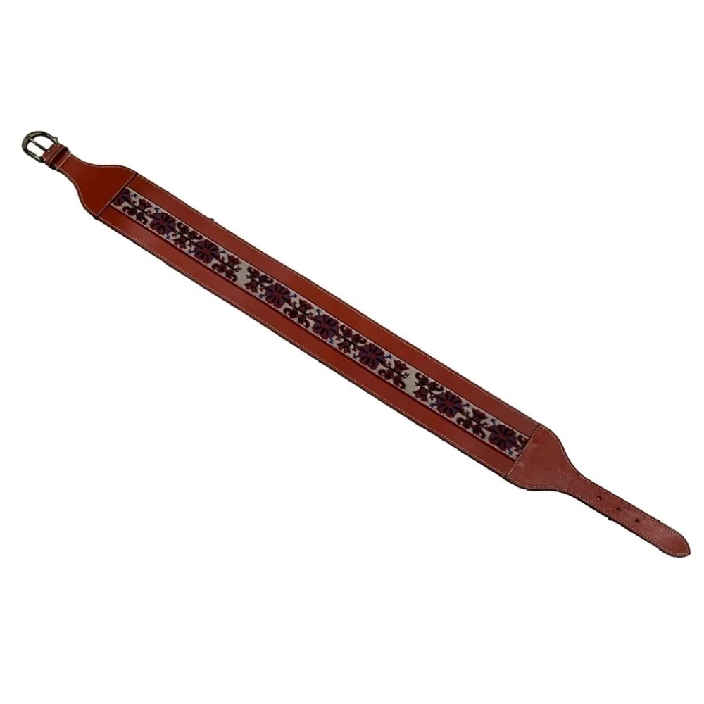 ISABEL MARANT WOMA EMBROIDERED LEATHER WAIST BELT IN NULL (BROWN)